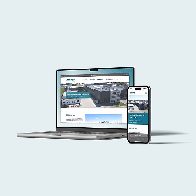 Bild eines Laptops und eines Smartphones mit jeweils der Enderle-Homepage geöffnet